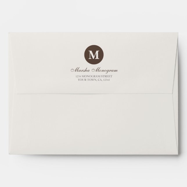 #A7 - Brown & Cream Monogram (Brown inside) Envelope (Back (Top Flap))