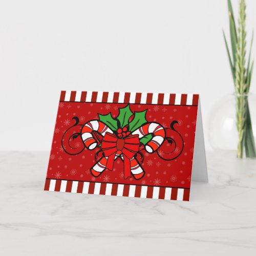 A7 Candy Cane Stripes Christmas Card