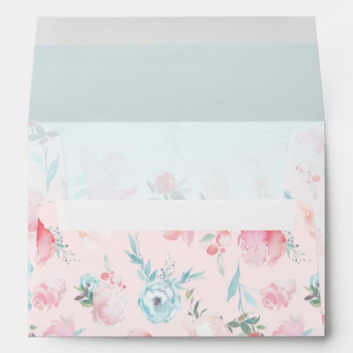 A7 Chic Pink French Garden Floral 5x7 Wedding Envelope