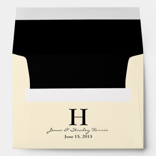 A7 Cream  Black Monogram Wedding Envelopes