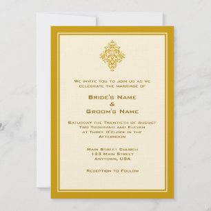 A7 Cream & Gold Simple Wedding Invitations