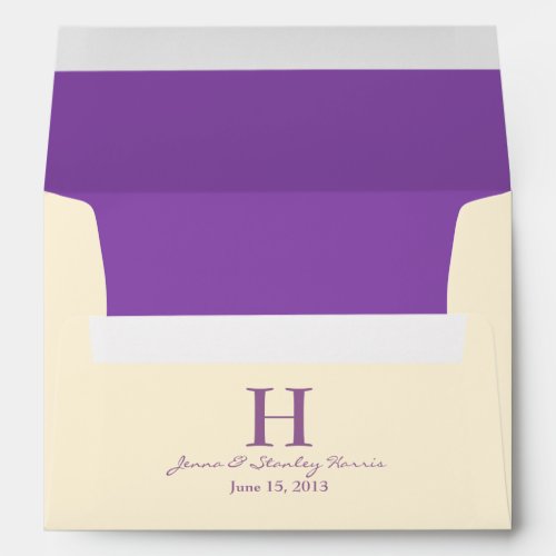 A7 Cream Purple Monogram Wedding Envelopes