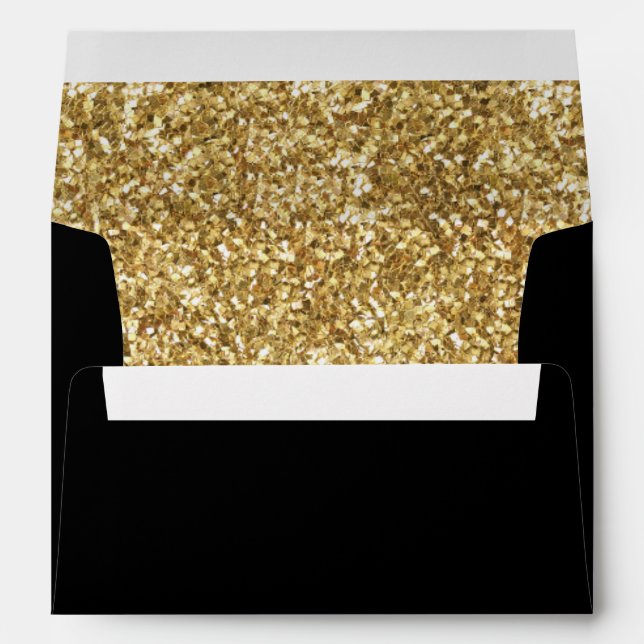 A7 Gold Glitter Black Envelope (7.25" x 5.25") (Back (Bottom))