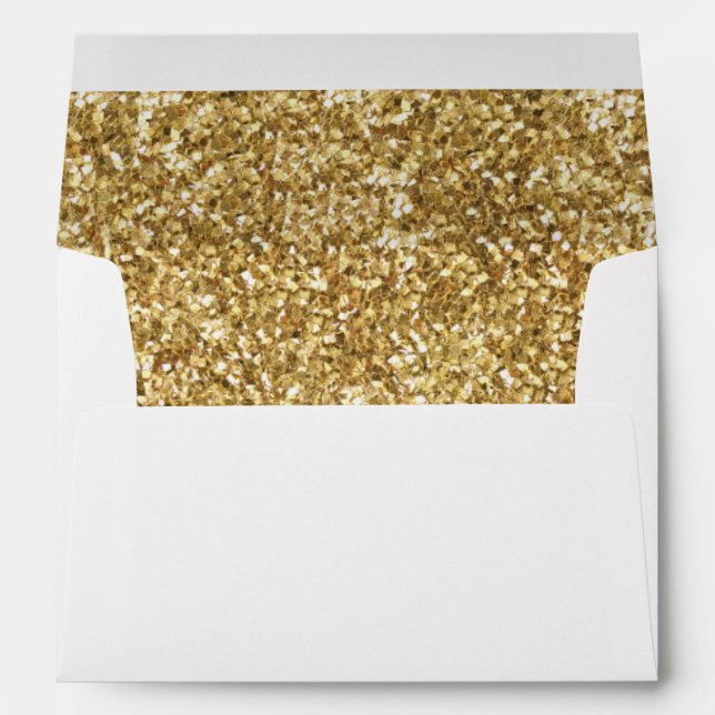 A7 Gold Glitter White Envelope (7.25" x 5.25") (Back (Bottom))