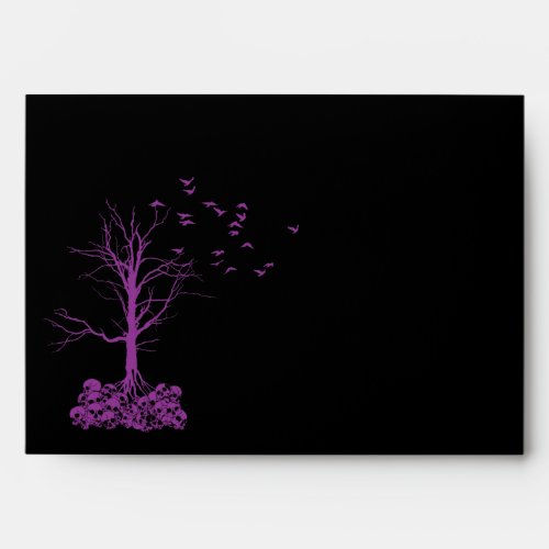 A7 Goth Skull Tree Black Purple Halloween Envelope