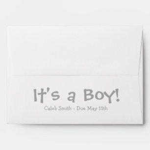 A7 Gray White Due Date Baby Shower Envelopes