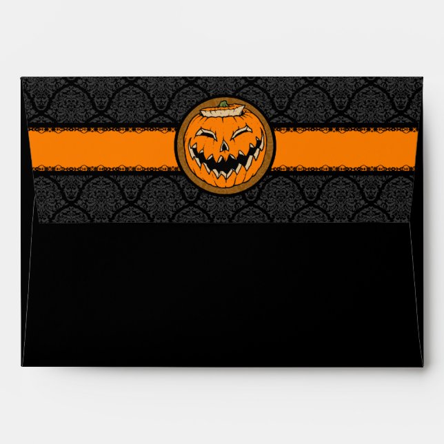 A7 Jack o Lantern Damask Hallowen Envelopes (Back (Top Flap))