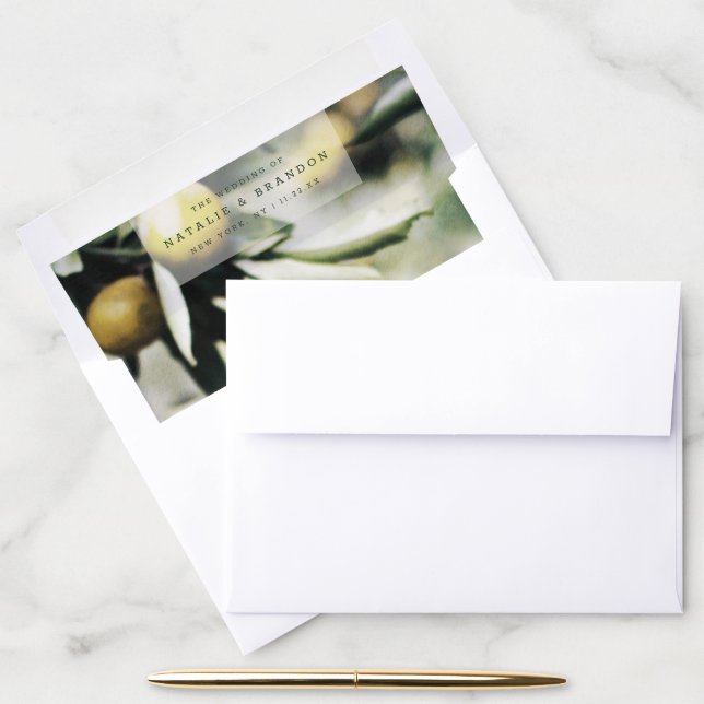 A7 Lemon Grove | Modern Yellow & Green Wedding 5x7 Envelope Liner (Desk)