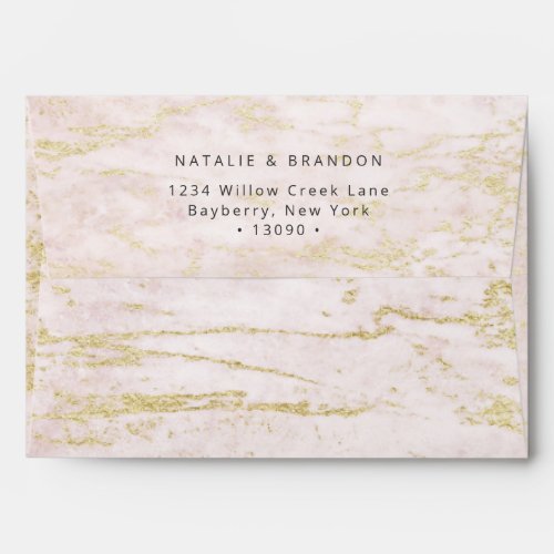 A7 Modern Marbles in Blush Pink with Gold 5x7 Envelope