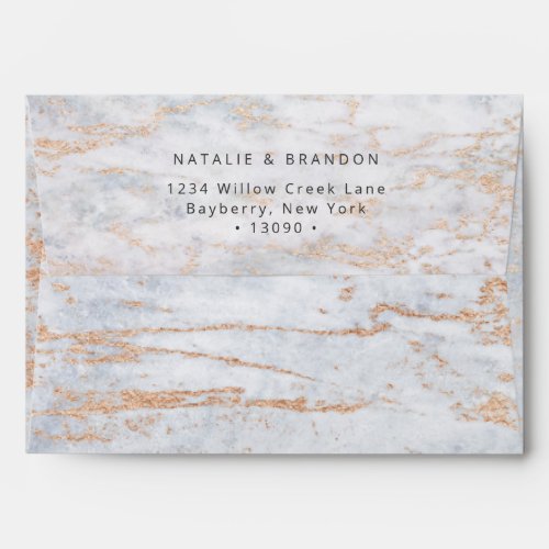 A7 Modern Marbles in Dusty Blue with Copper 5x7 Envelope