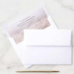 A7 Modern Marbles in Mauve Rose Gold Wedding 5x7 Envelope Liner