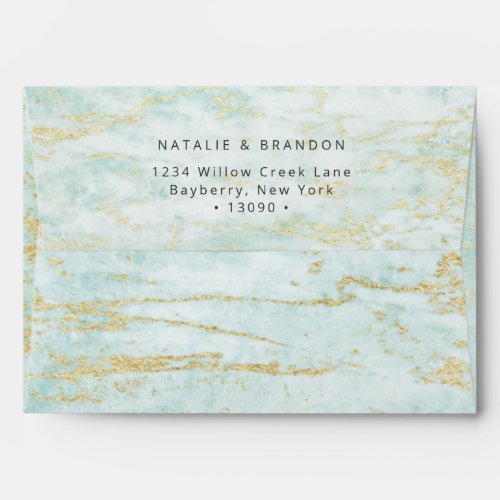 A7 Modern Marbles in Ocean with Gold 5x7 Envelope