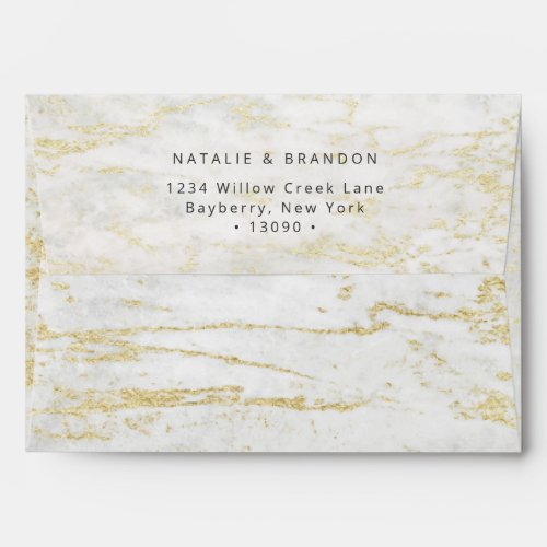 A7 Modern Marbles in White with Gold 5x7 Envelope