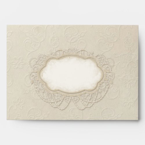 A7 Modern Vintage Lace Tea Stained Hydrangea Roses Envelope