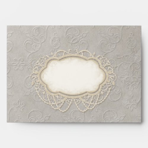 A7 Modern Vintage Lace Tea Stained Hydrangea Roses Envelope