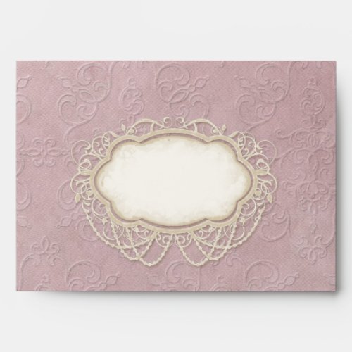A7 Modern Vintage Lace Tea Stained Hydrangea Roses Envelope