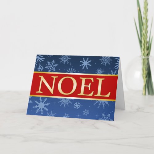 A7 Noel Blue Red and Gold Christmas Card