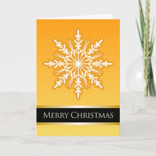 A7 Orange Snowflake Striped Modern Christmas Card