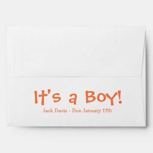 A7 Orange White Due Date Baby Shower Envelopes