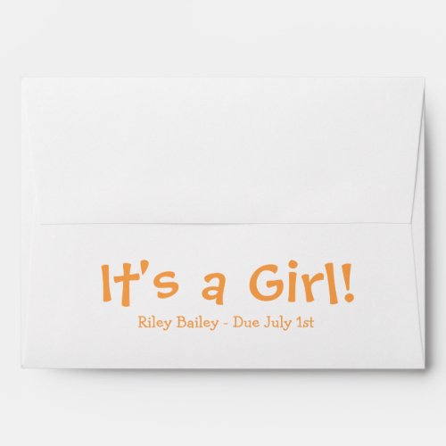 A7 Orange White Due Date Baby Shower Envelopes