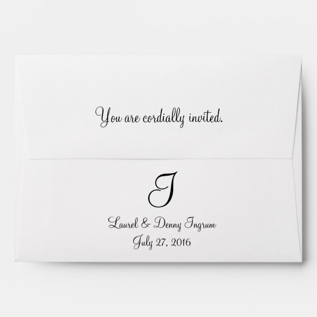 A7 Plain Simple Monogram Wedding Envelopes (Back (Top Flap))