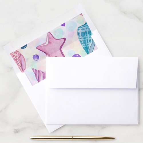  A7 Rainbow Pastel Sea Shells Envelope Liner