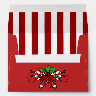 A7 Red Candy Cane Striped Christmas Envelopes