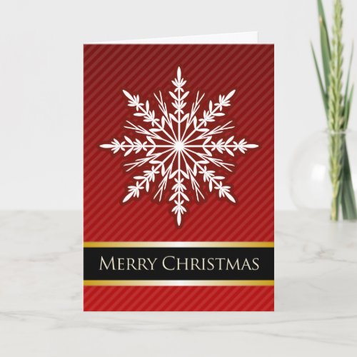 A7 Red Snowflake Striped Modern Christmas Card