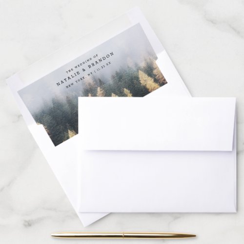 A7 Rustic Mountain Pine Trees Fall Wedding 5x7 Envelope Liner