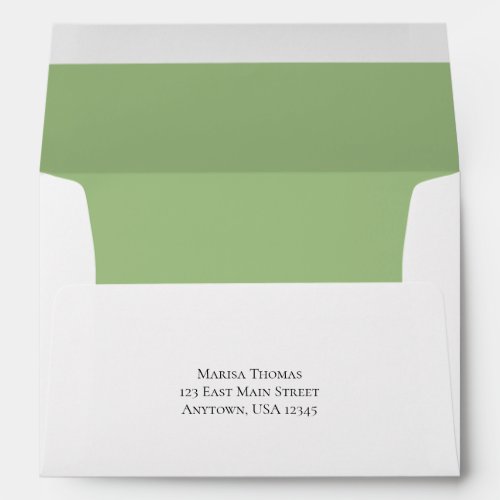 A7 Sage Green White Return Address Envelopes