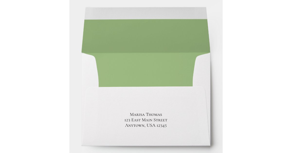 A7 Sage Green White Return Address Envelopes