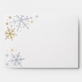 A7 Silver and Gold Snowflake Holiday Mailing Envelope