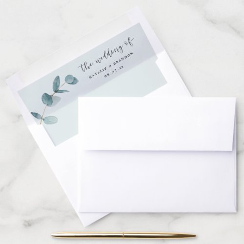 A7 Simple Eucalyptus Branch Elegant Wedding 5x7 Envelope Liner