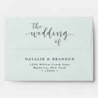 A7 Simple Eucalyptus & Calligraphy 5x7 Wedding Envelope