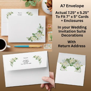 A7 Size Cobalt Blue & White Roses Wedding Suite Envelope