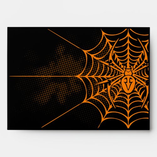 A7 Spider Web Black Orange Halloween Envelopes