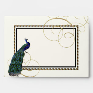 A7 Vintage Peacock Feather 7 Formal Elegant Chic Envelope