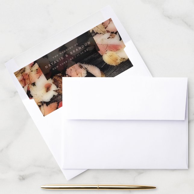 A7 Vivid Foliage | Fall Leaves & Wood Wedding 5x7 Envelope Liner (Desk)
