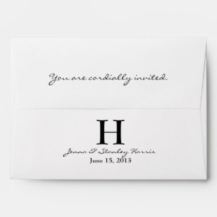 A7 White & Black Monogram Wedding Envelopes