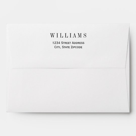 A7 White with Black Return Address Wedding Mailing Envelope