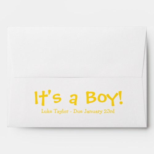 A7 Yellow White Due Date Baby Shower Envelopes