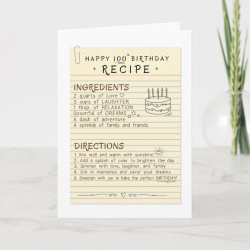 A 100th Birthday Card for Grandma or Mom