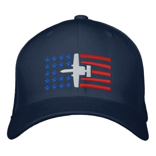 A_10 Attack Jet Stars and Stripes _ Red White Blue Embroidered Baseball Cap