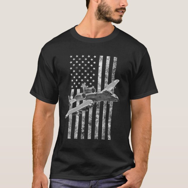 A-10 Thunderbolt II American Flag - A-10 Warthog T T-Shirt (Front)