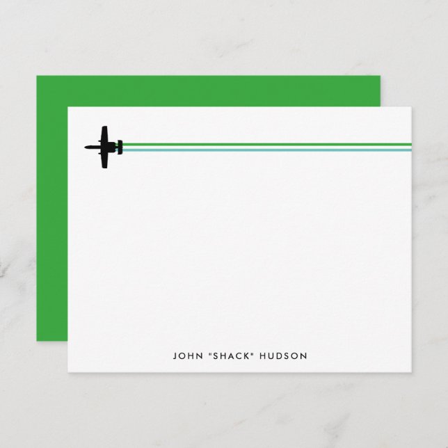A-10 Warthog Attack Jet Striped Custom Stationery Note Card (Front/Back)