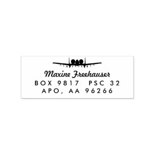 A-10 Warthog Jet Custom Return Address Wood Stamp