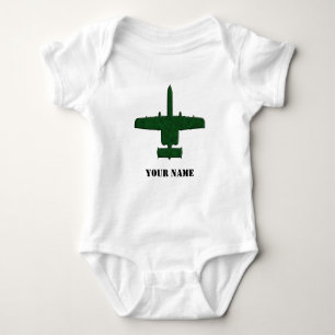 A-10 Warthog Silhouette Green Camo Airplane Baby Bodysuit