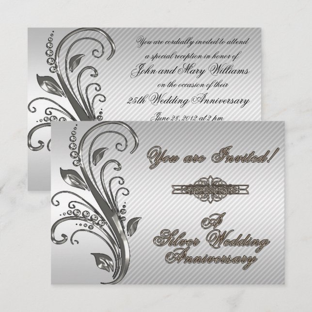 A 25th Wedding Anniversary RSVP Invitation Card (Front/Back)