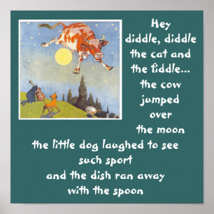 a-3 cow jumped over moon poster