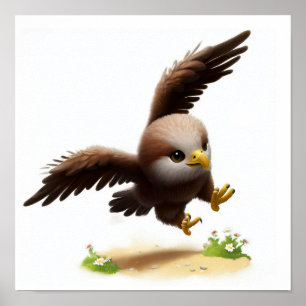 A 3D Rendered Watercolor Image of a Bald Eagle Poster